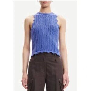 Samsoe Samore Iris Bloom Sleeveless Wool Scallop Trim Joise Top $350 Size M NWT!